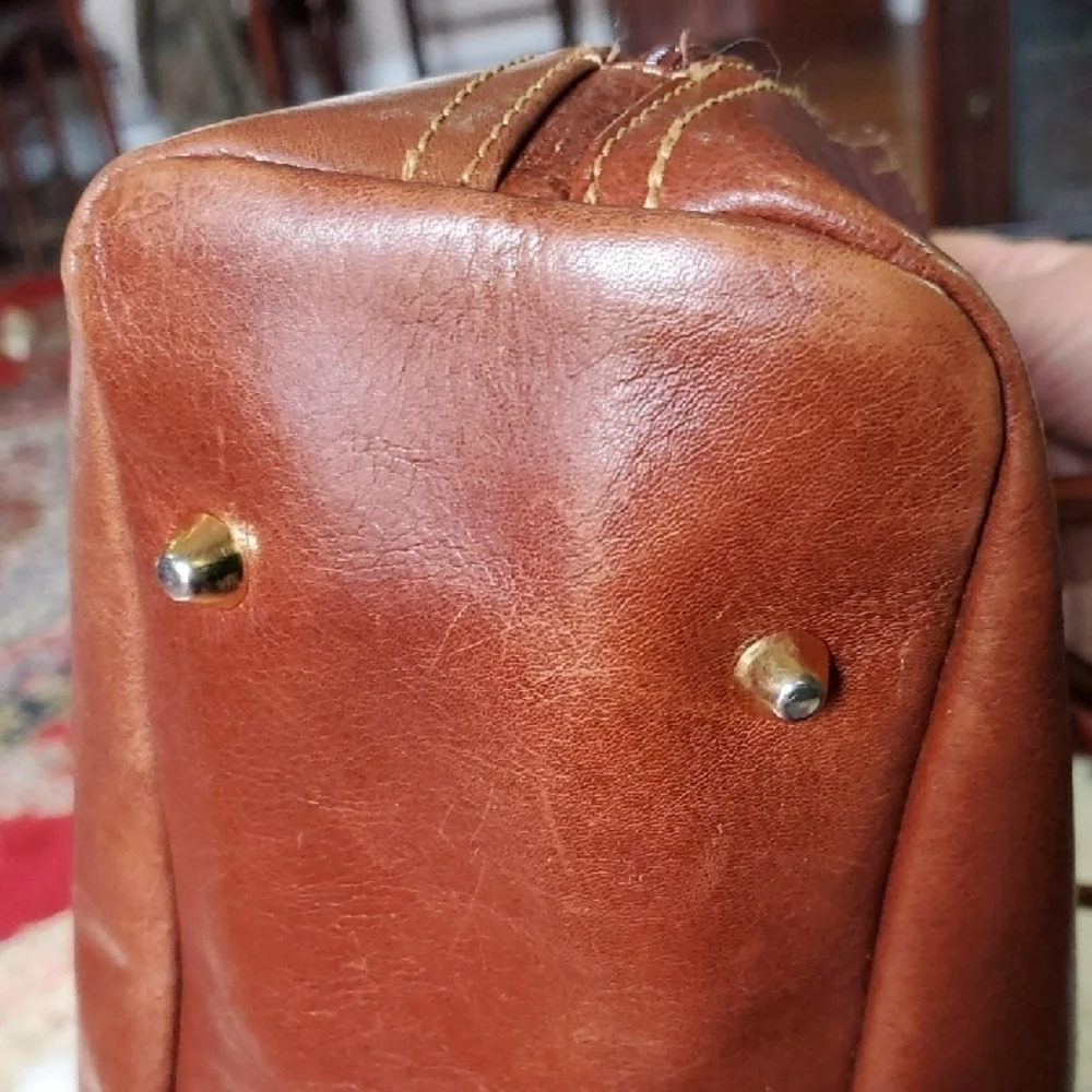 Gianni BERNINI Brown Large  leather Tote Bag Double Zipper